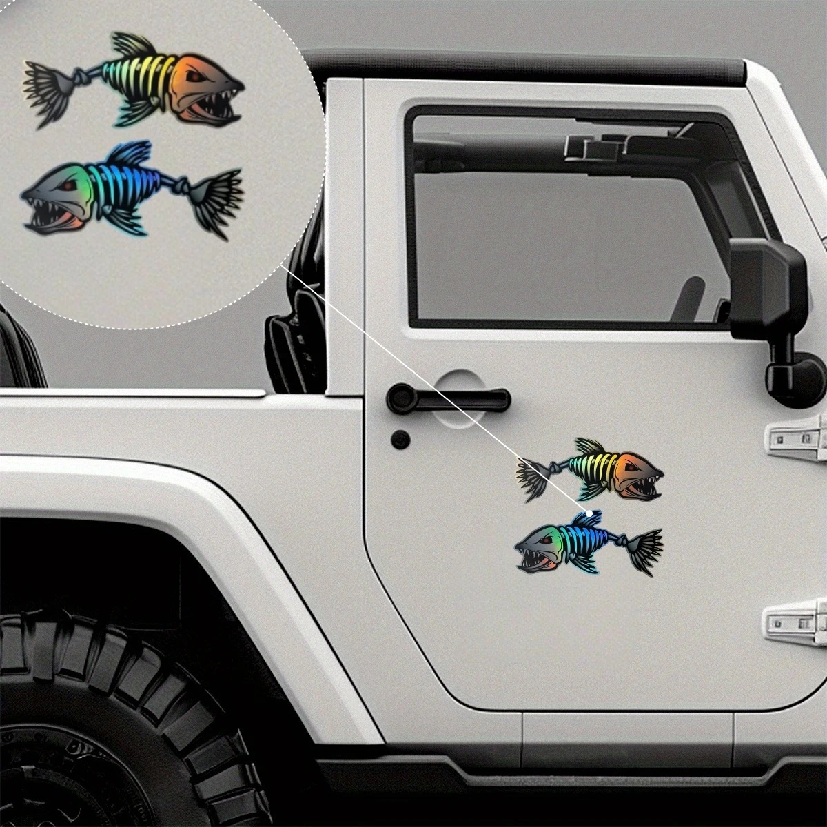 Cartoon Fishbone Vinyl Decals Translucent Matte Stickers for Boat Fishing Vehicle Bicycle Bumper Laptop DIY Decor Self Adhesive
