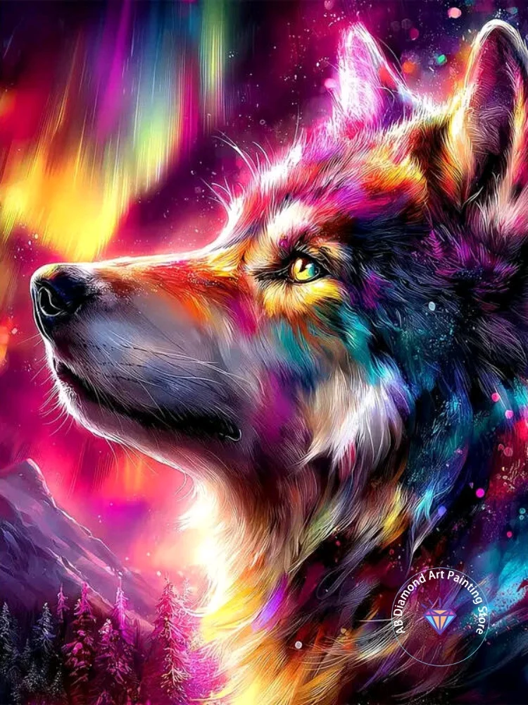 

Wolf Animal AB Diamond Painting Kit Square Round Diamond 5D DIY Cross Embroidery Handmade Art Adult Exquisite Gift Home Decor