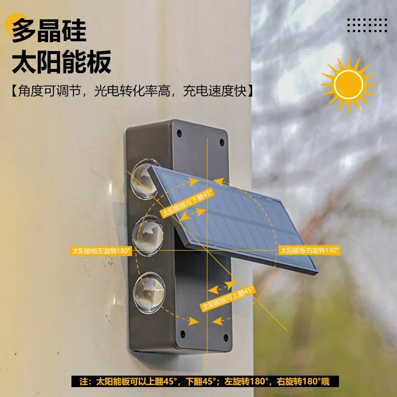 Solar Wall Lights Outdoor Up and Down Luminous Waterproof Sunlight Powered Outside Cube Wall Decoration Lamp for Street Garden