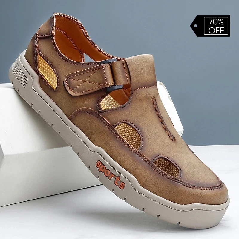 

Genuine Leather Men's Sandals Summer Comfortable Man Casual Shoes Fashion Slippers Handmade Breathable Walking Driving Footwear