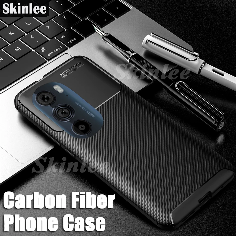 Skinlee Case For Motorola Edge 30 Pro 5G Shockproof Carbon Fiber Soft Silicone Cover For Moto Edge Plus 2022 Phone Case