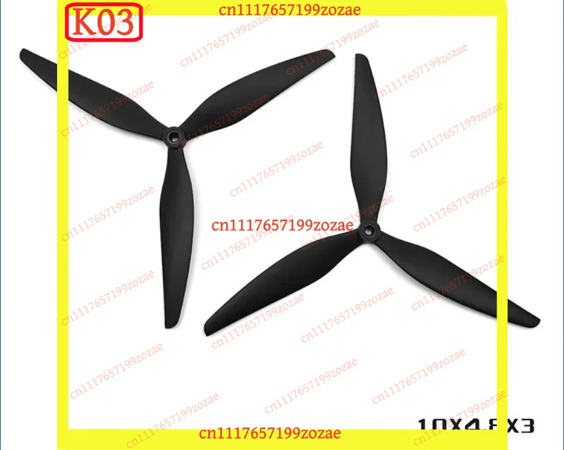 k03 10X4.8X3 3-Blade Propellers CW/CCW Glass Fiber Reinforced Nylon for RC FPV Racing Drone Quadcopter Parts Black 1048