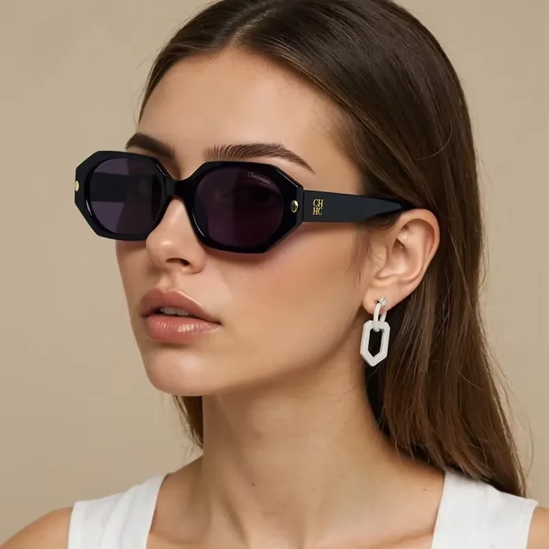 CH Retro Cat Eye Sunglasses Modern Gradient Lens UV Protection Thin Gold Frame Vintage Style Fashion Eyewear For Women