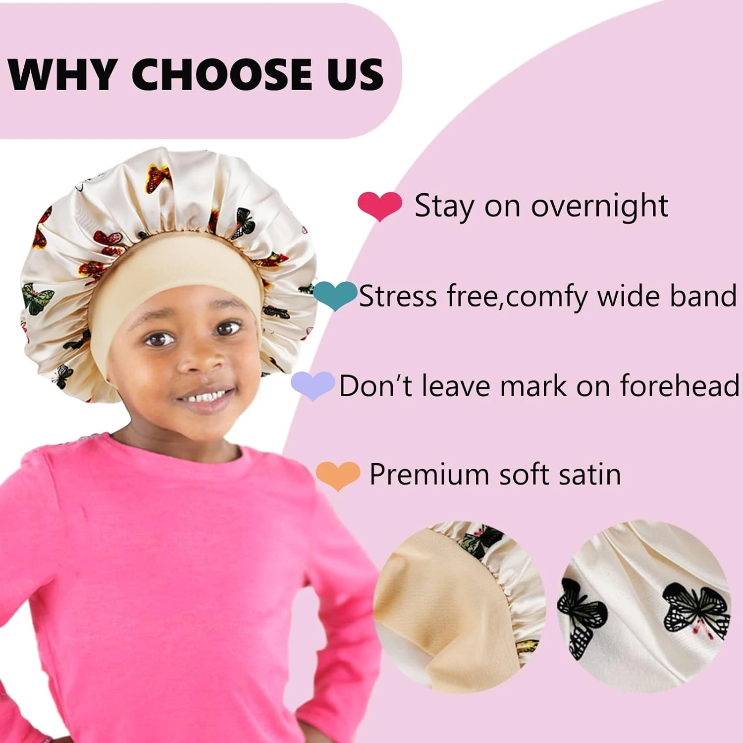 Children Bonnet New Wide Edge Elastic Butterfly Printing Sleep Fashion Leisure Home Comfortable Nightcap Hair Cap