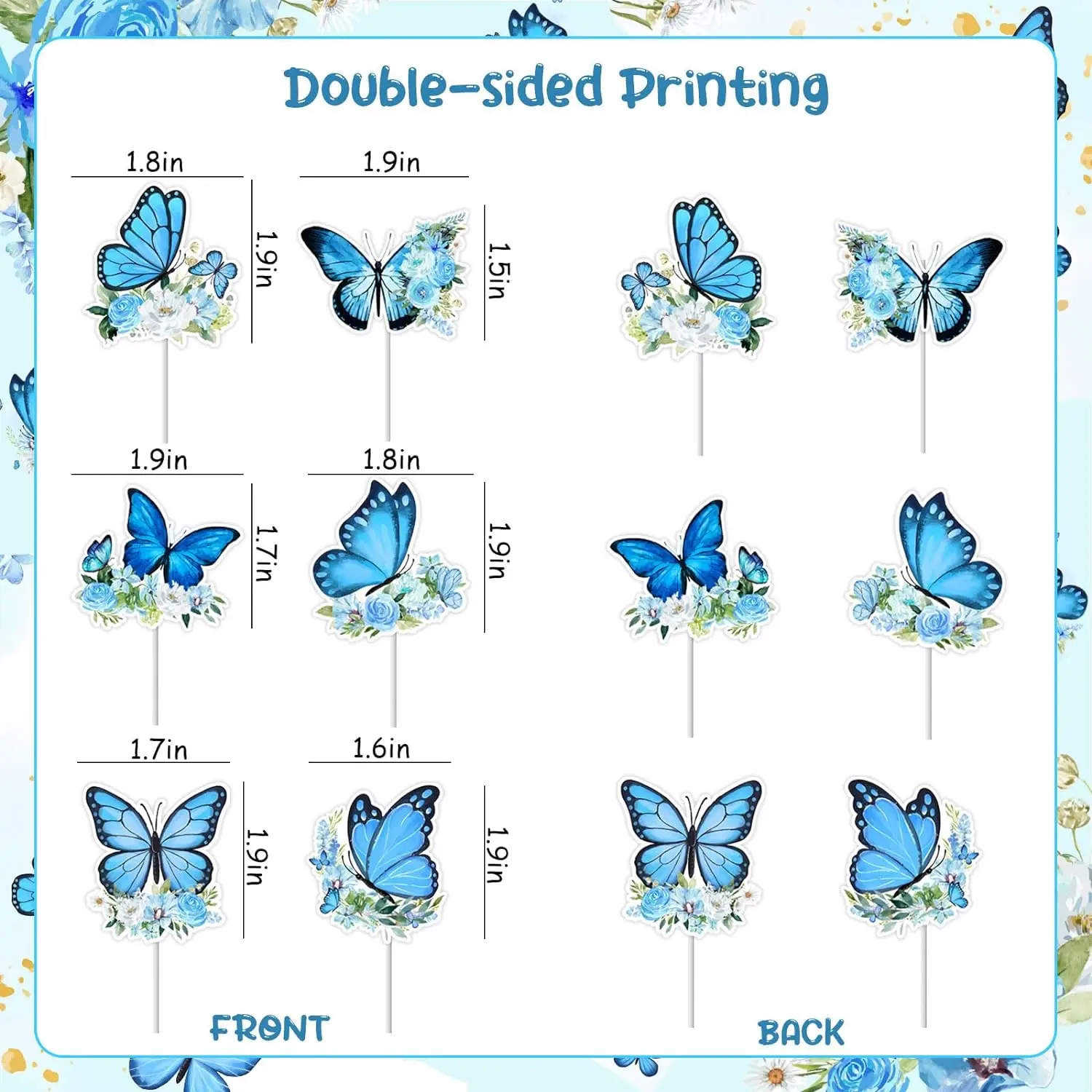 24Pcs Butterfly Cupcake Toppers Birthday Decor for Girl Women Birthday Wedding Bridal Shower Engagement Baby Shower Party