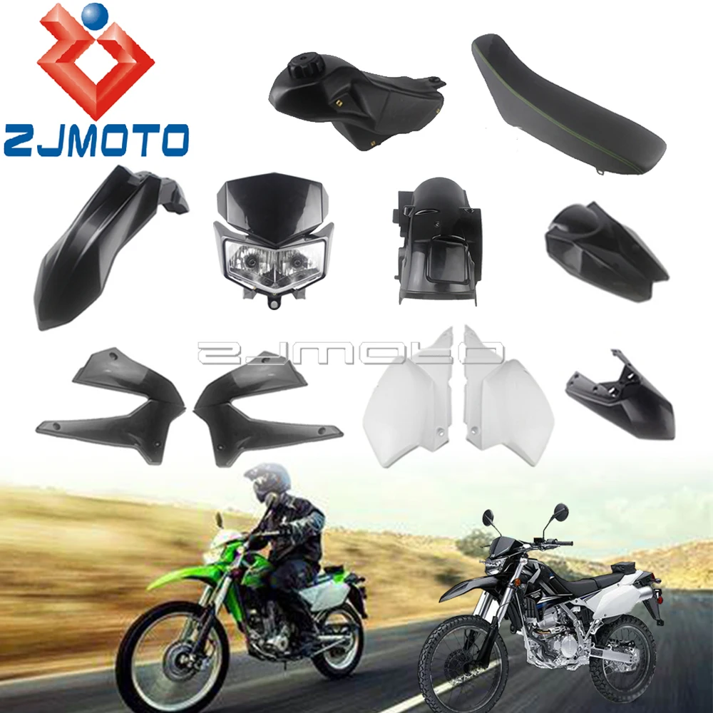 For Kawasaki KLX250 D-Tracker X 250 Motocross Full Set Bodywork Fairing Side Panel Fuel Tank Radiator Shroud Guard Seat Cushion