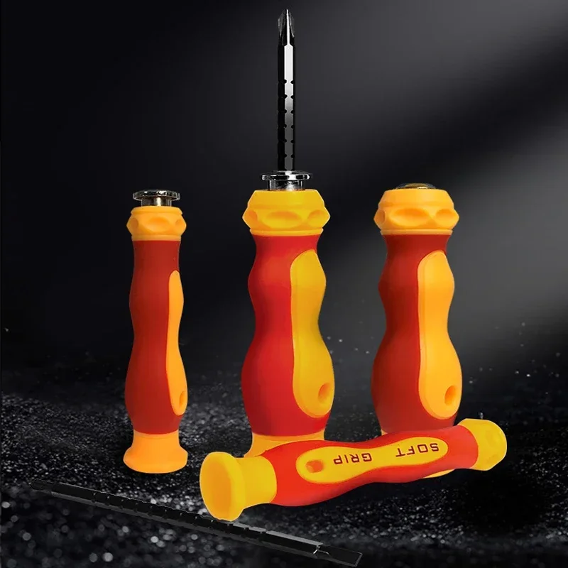 1/4pcs Telescopic Dual Purpose Screwdriver Small Portable Driver With Magnetic Household Dismantling Repair Tools Hand Tool