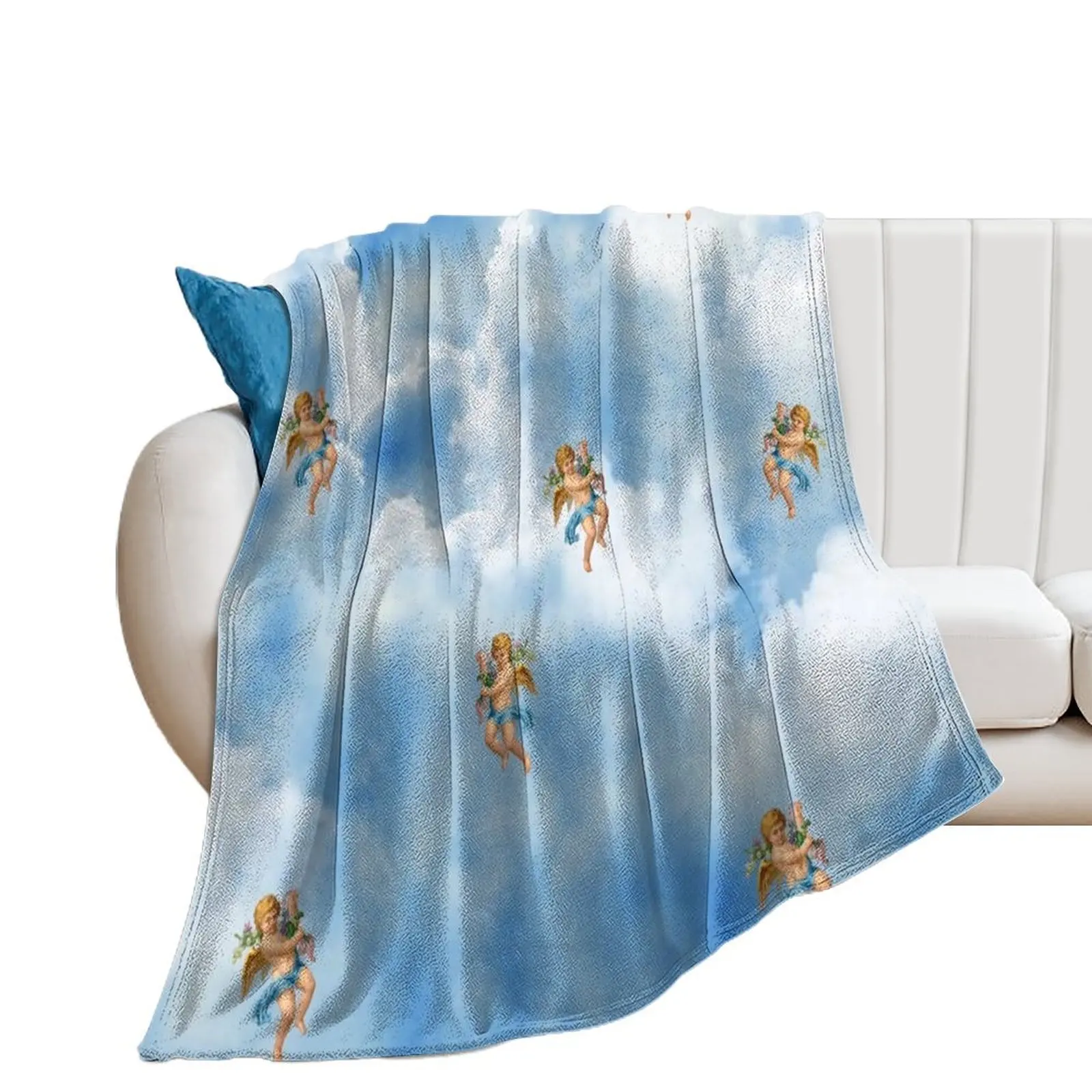 

Renaissance Angel cloud patter Throw Blanket Bed linens Furry Vintage Flannels Blankets