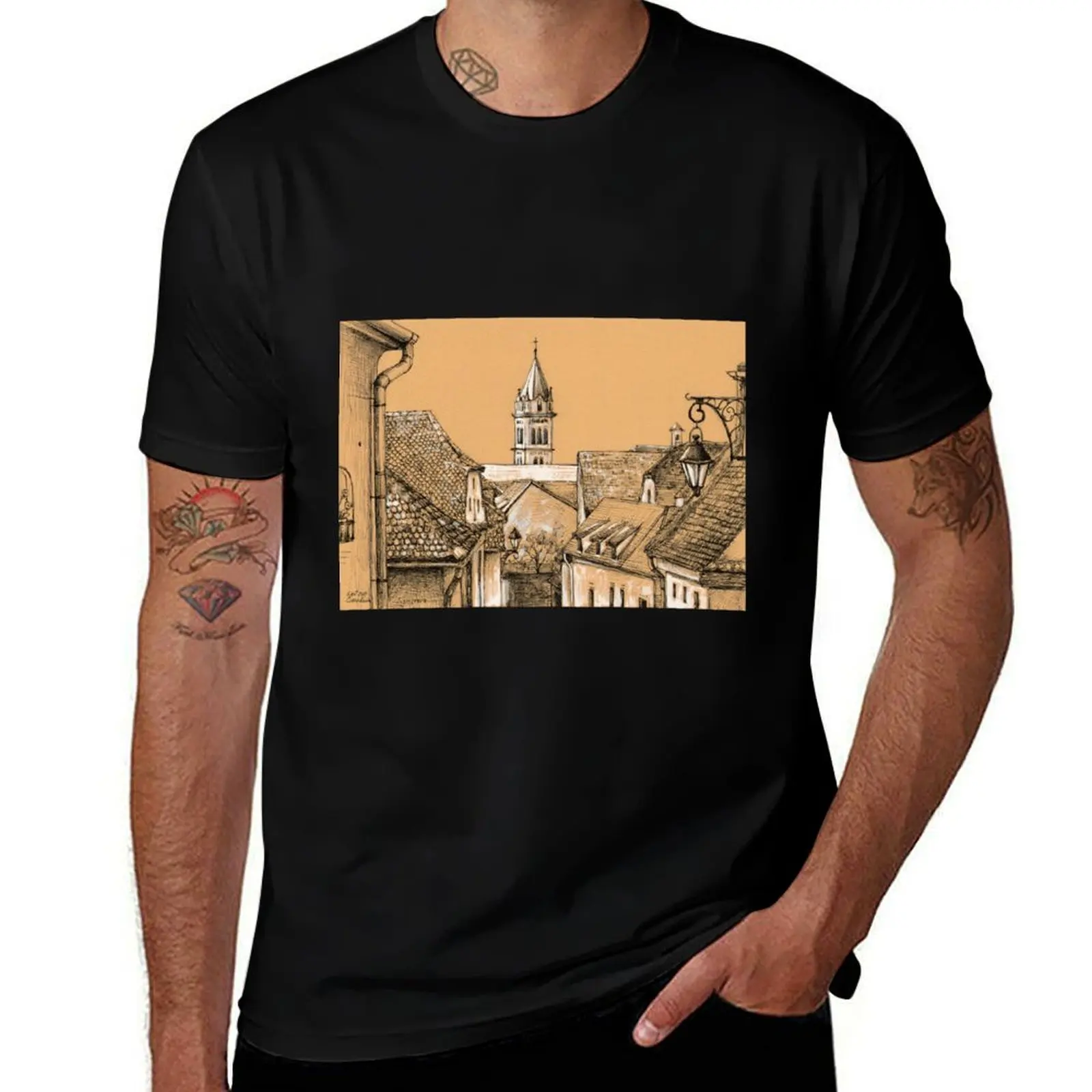 Roofs in Transylvania T-Shirt Daily Casual Short Sleeve Tee Shirt T-Shirt