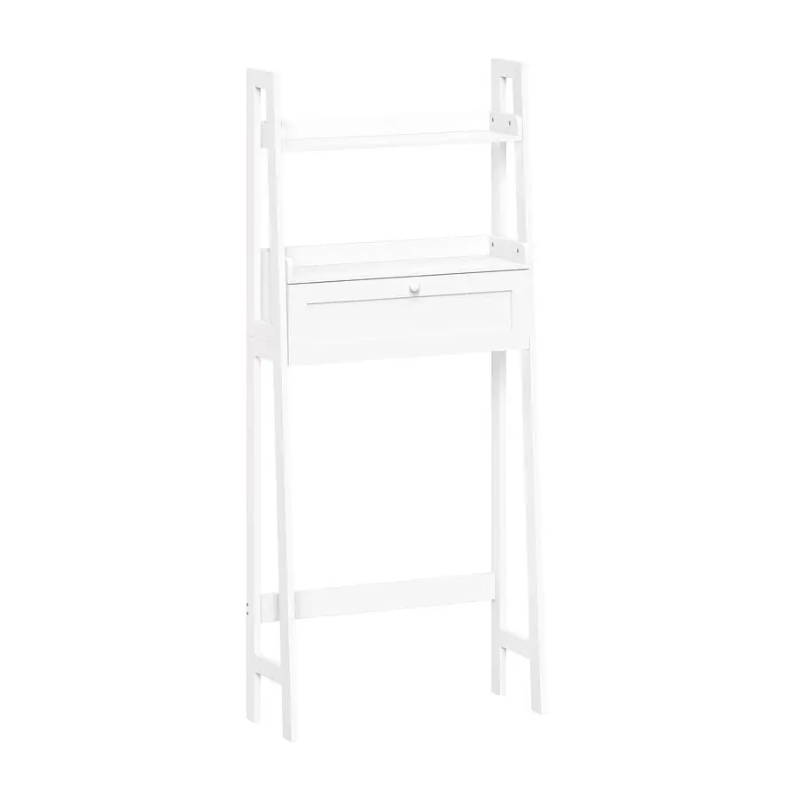 

Amery Wall Shelf OverTheToilet Storage 3Tier Wall Mounted Shelf with Open Shelves and DropDown Compartment White Bathroom Organ