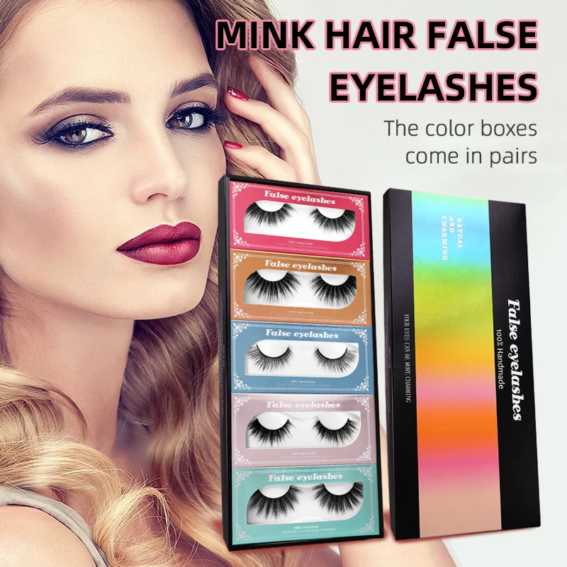 

10Pairs Mink Lashes Volume False Eyelashes Overall 3D Fluffy Super Soft Natural Look Super Soft Faux Silk Eyelashes Gift Box Set