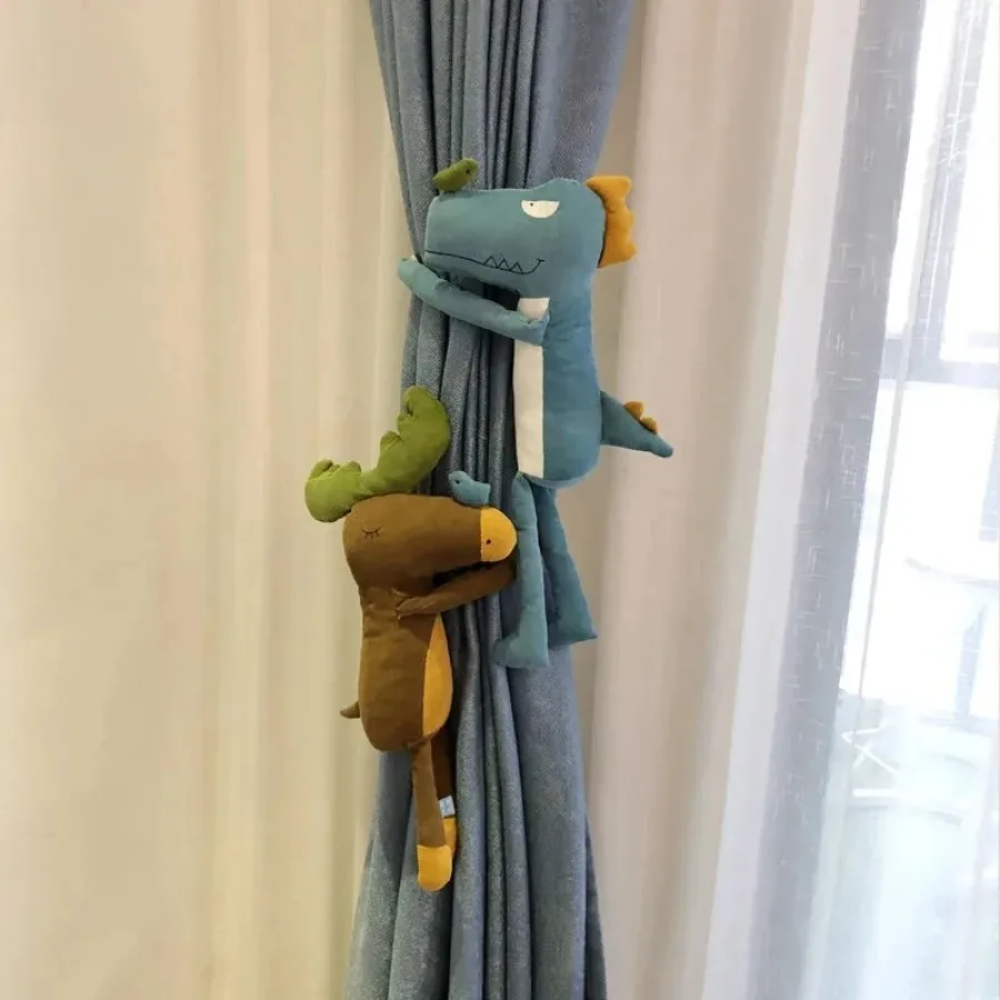 2Pcs/set Lovely Little Lion Dinosaur Curtain Clip Tie Back Hooks Decorative Buckle Accessories For Home Window Drapes Decor