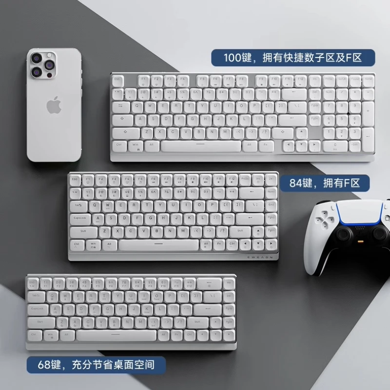 Teclado mecánico de perfil bajo RGB ergonómico inalámbrico Bluetooth teclado multimodo ultrafino y silencioso para computadoras de oficina