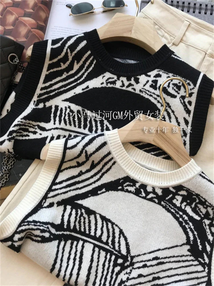 Vestido largo de punto sin mangas para mujer, suéter Vintage de gran tamaño, Y2k, invierno, Otoño, 2023