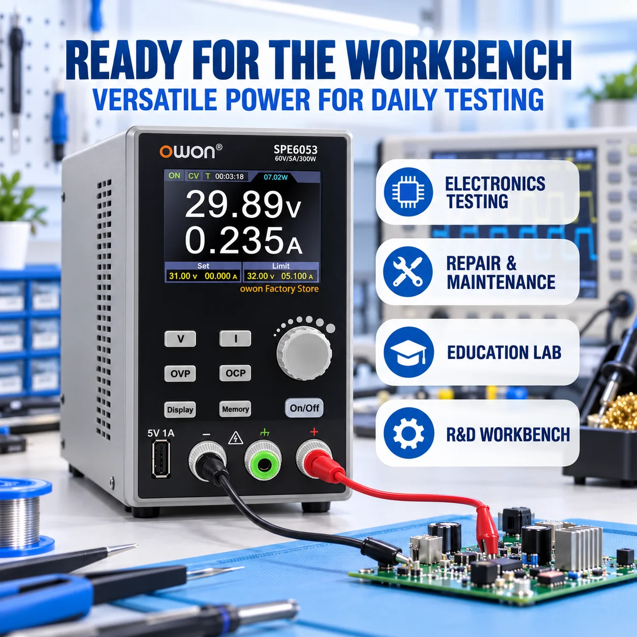 OWON SPE3051 SPE3103 SPE6053 S - Programmable Dc Power Supply 60V 5A recensie en prijs