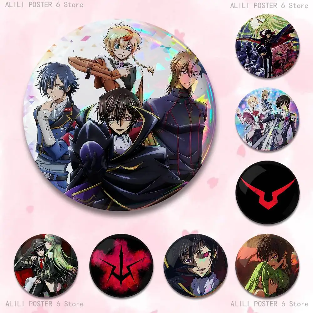 Code G-Geass To 20th Badges 25 32 44 58 75 mm Round Cosplay Pin Bag Decor Fans Collect Friends Gifts Brooch Souvenir