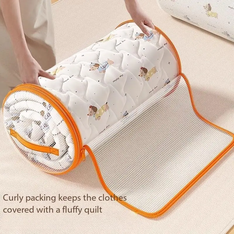 Transparent Clothing Storage Bag, Foldable Closet Organizer, Durable Handle and Zipper, Ideal for Bedding and Clothes