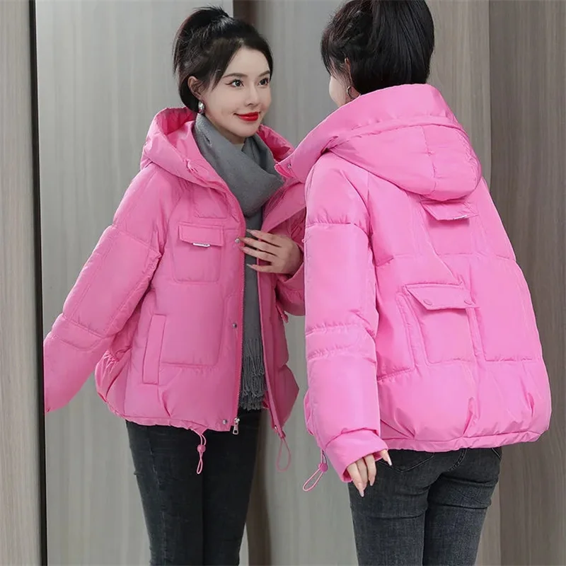 Parka à capuche rembourrée en coton pour femme, manteau basique, veste épaisse, chaud, mode féminine, hiver, nouveau, 2023