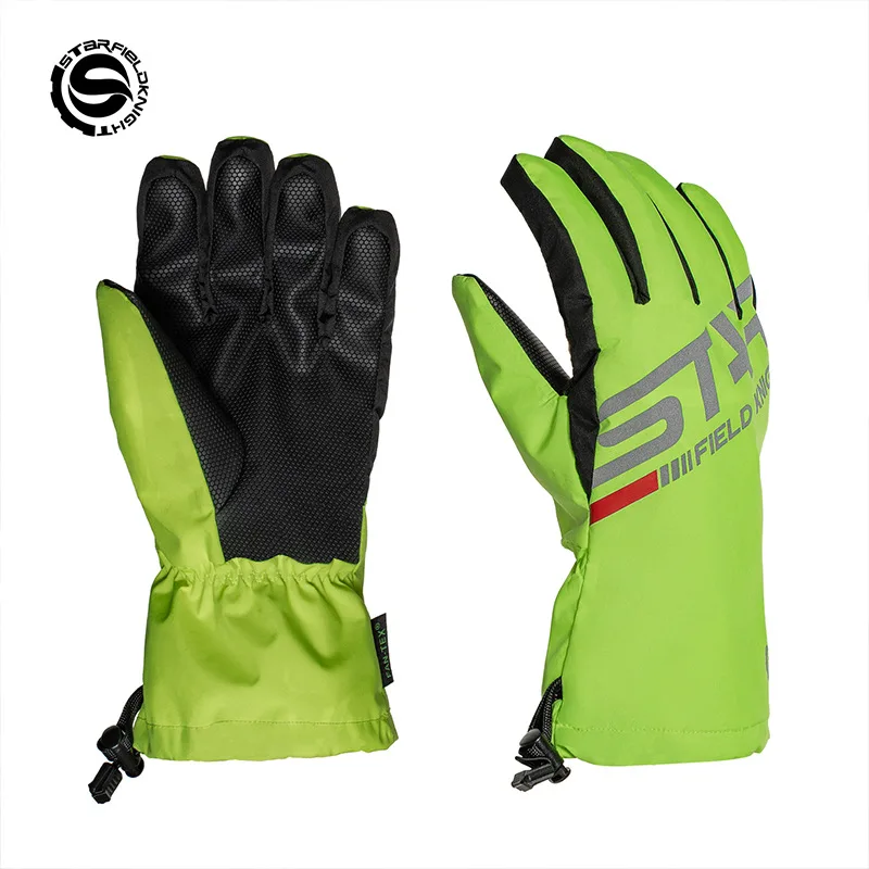 SFK Waterproof Motorcycle Glove Covers Rainproof Windproof Breathable Riding Mitts with Adjustable Cuffs and PU Grip for Cycling