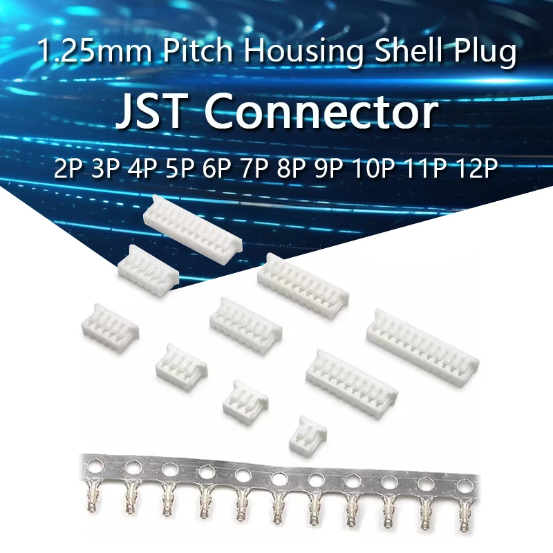 50PCS 1.25mm JST Housing Shell Connector Pitch Plastic Housing Female Connectors 2 3 4 5 6 7 8P 9P 10P 11P 12P 1.25 Plastic Plug