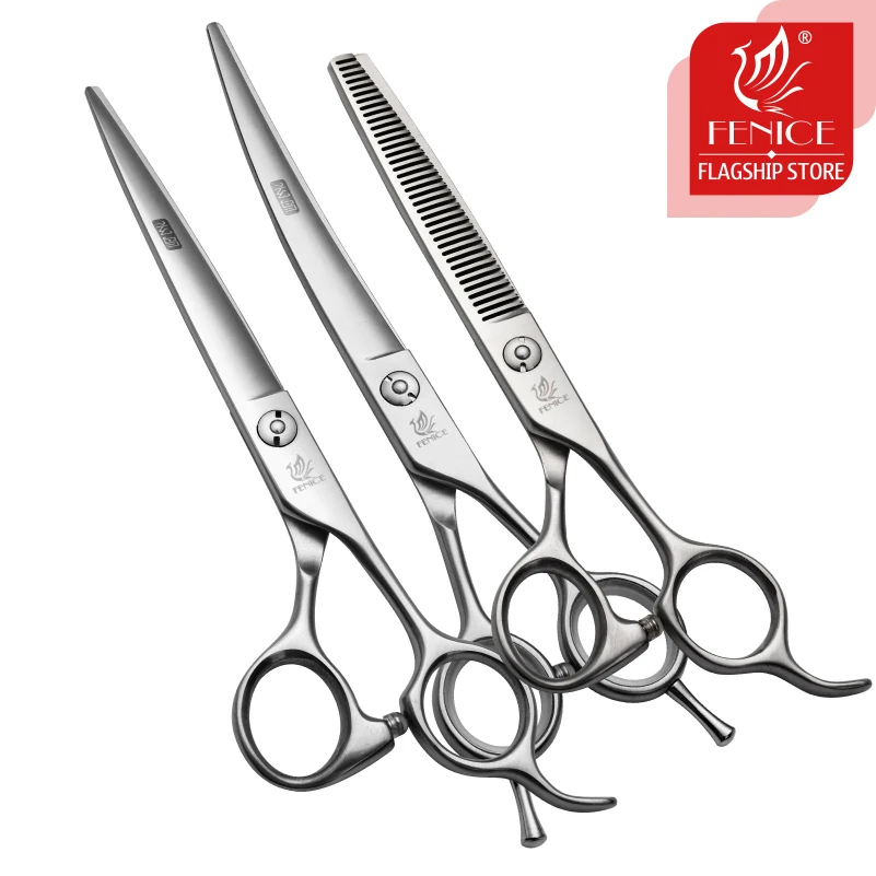 Imagem -06 - Fenice Pet Grooming Scissors Grupo Tesouras de Corte do Cabelo do Cão Diluindo Curvo Scissor Kit 6.5 7.0 7.5 8.0