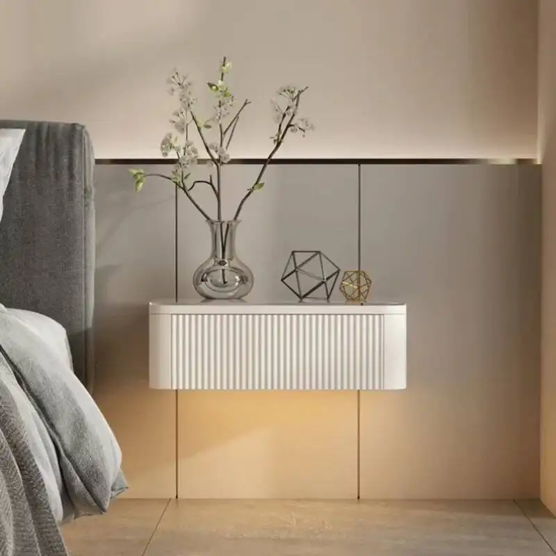 

Nightstand Design Storage Bedside Table Cabinet Floating Wood Multifunctional Neat Bed Desk Living Room Designer Nightstands