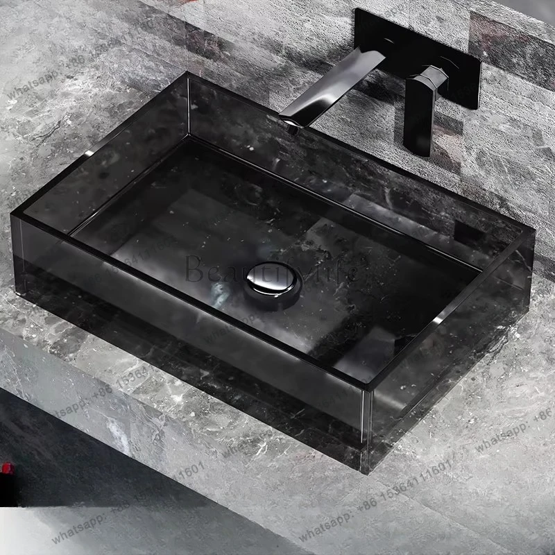 

Transparent counter wash basin Small size color resin art wash basin