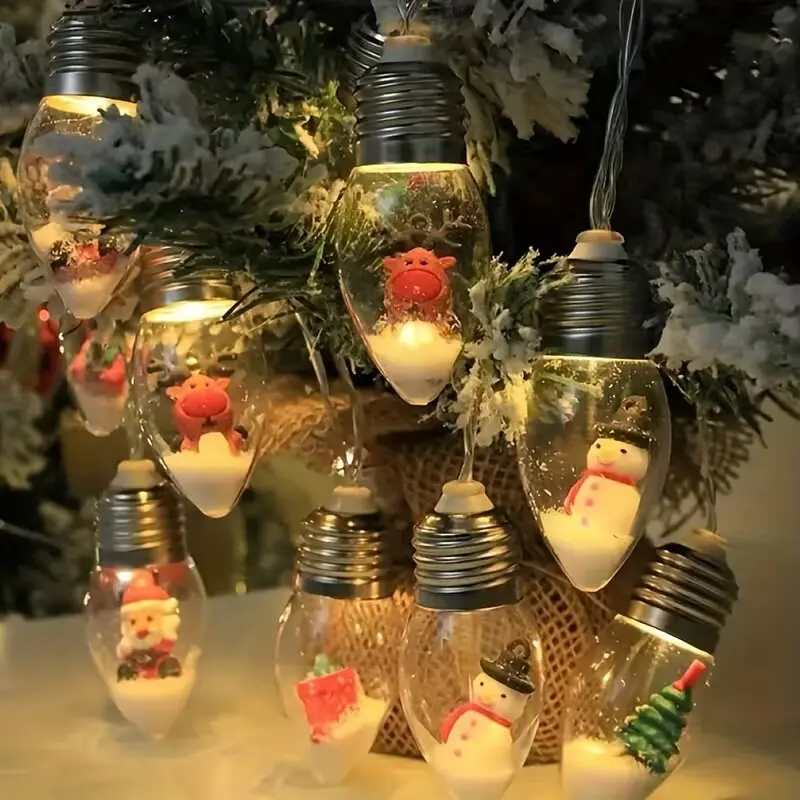 Christmas Tree Santa Claus Doll Wishing Bulb String Lights Battery Powered 10/20LED Lights for Indoor Christmas Home Decor