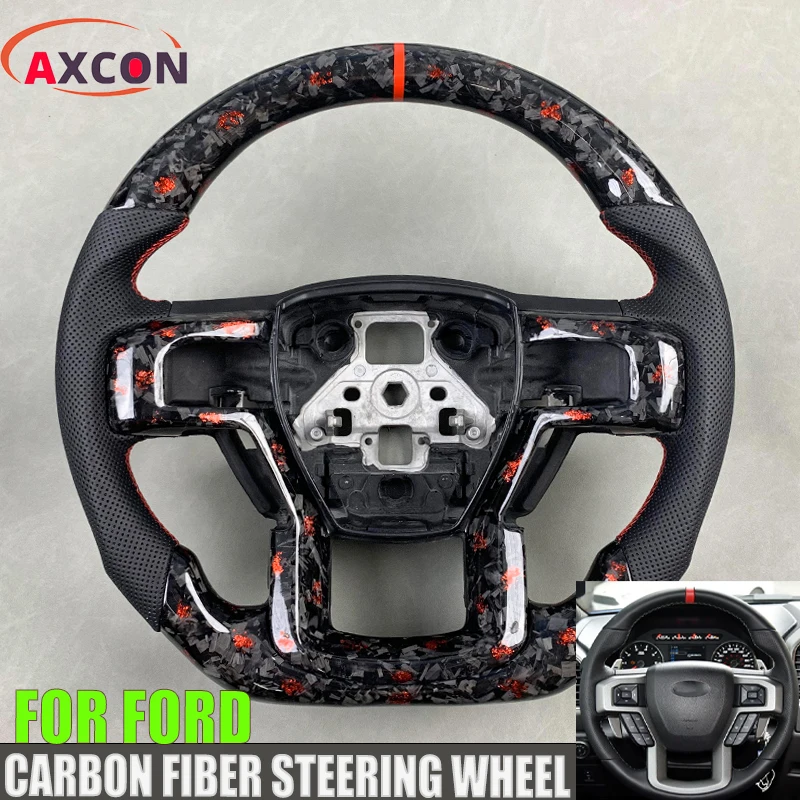 

Carbon Fiber Steering Wheel For Ford Raptor F150 F-150 2015 2017 2016 2019 2018 2020 Perforated Leather Customized