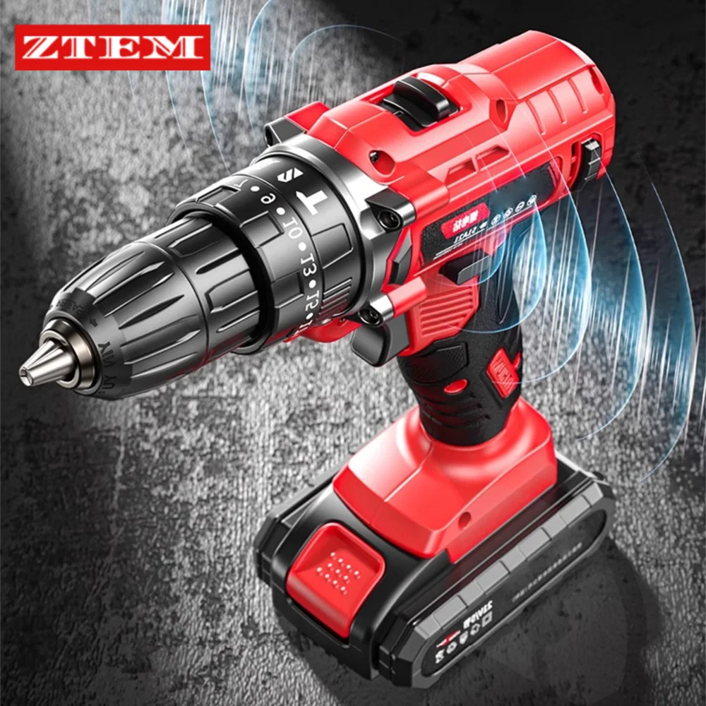 

Powerful Electric Drill 2-in-1 Multifunctional Rechargeable Cordless Electric Screwdriver Dual Speed Impact Drill Power Tool Set