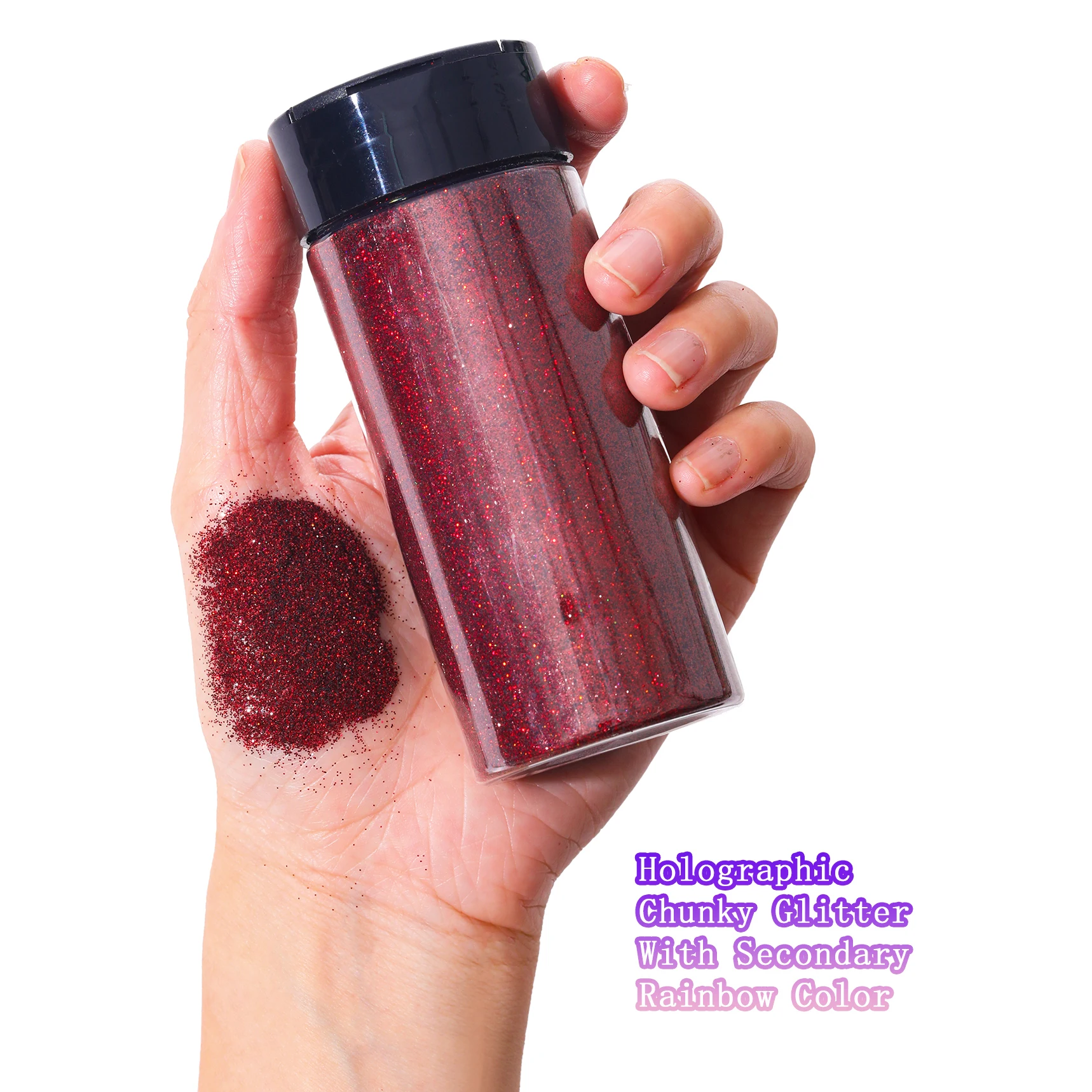 80G/2,8OZ holografischer ultrafeiner Glitzer, 1/128" Harz-Glitzerpulver, Paillettenflocken, Haar, Gesicht, Körper, Nagelglitzer – Detail 4