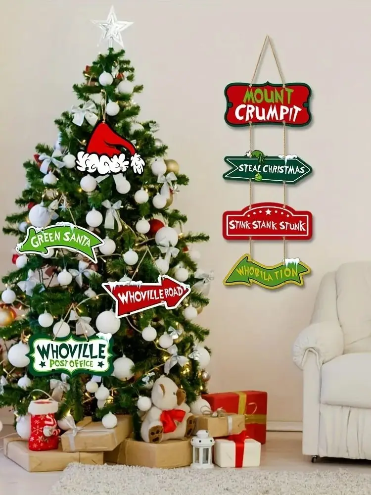 8er-Pack Weihnachts-Wachtille-Baumschmuck, große Weihnachts-Bastelbaum-Hängeornamente, Schilder für Weihnachten, Willkommen bei Hom – Detail 5