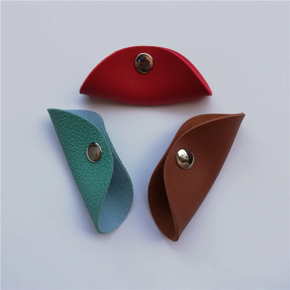 3Pcs PU Cord Keeper Slim Compact Cable Winder for Earphones USB Mp3 Cords Portable Organizer Travel Home