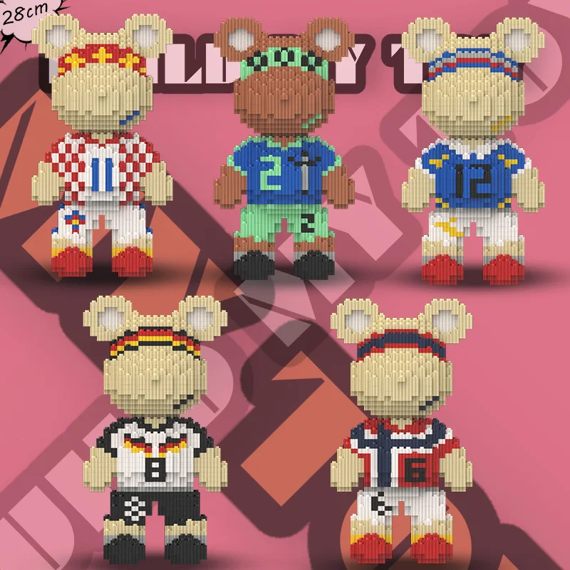 Bear Building Blocks Football Violent Bear Bricks Assembly Colorful 3D Model Mini Bricks Figure Toys For Christmas Gifts - view 3