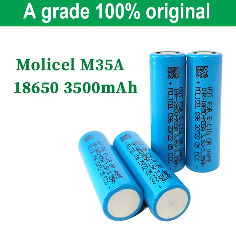 Original Molicel M35A INR 18650 Battery 3500mAh High Capacity Li-ion Rechargeable Batteries 10A 3.7V For E-Bike Flashlight Toys