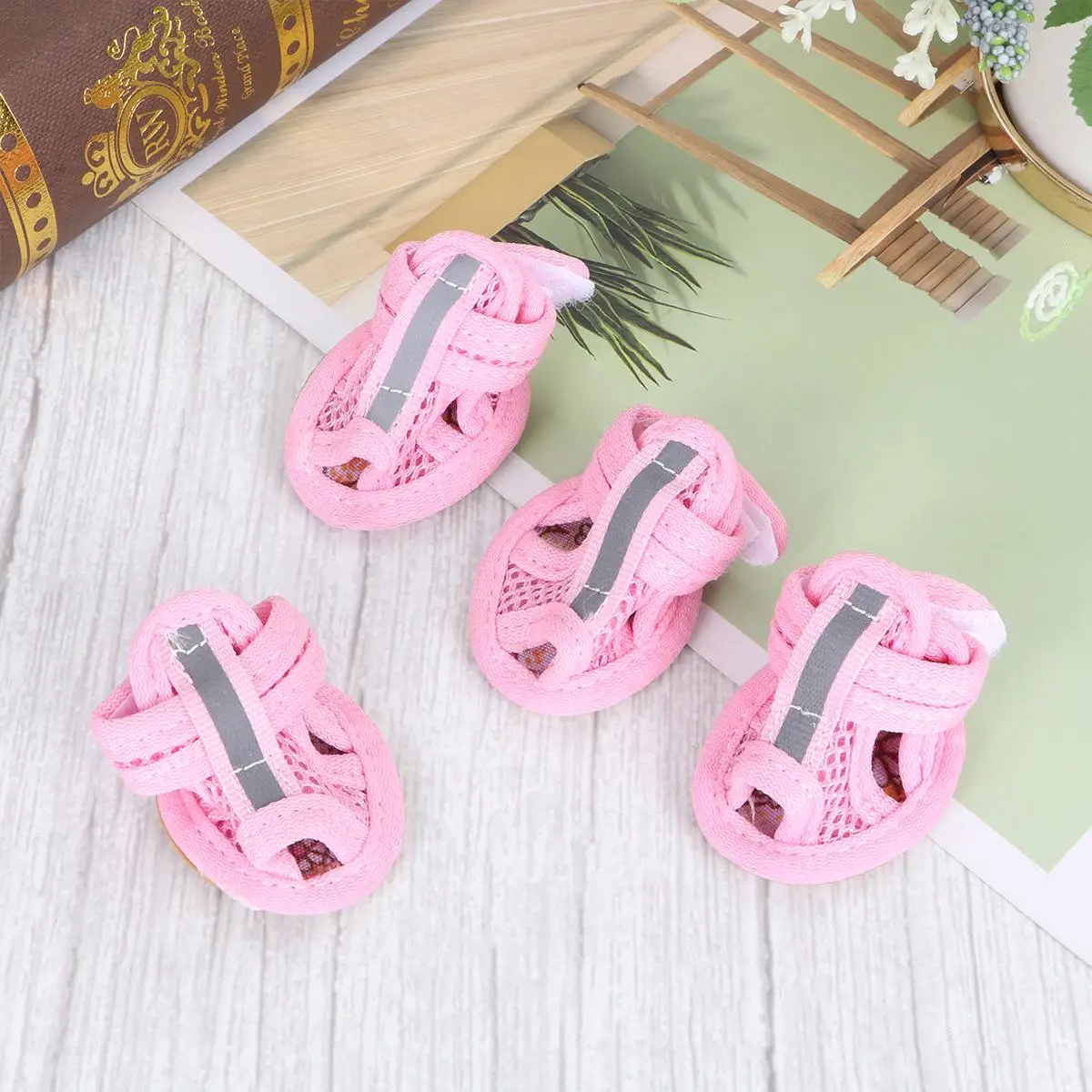 

4 Pcs Socks for Hot Pavement Pet Sandals While Cooling Shoes Boots Doggy Pink