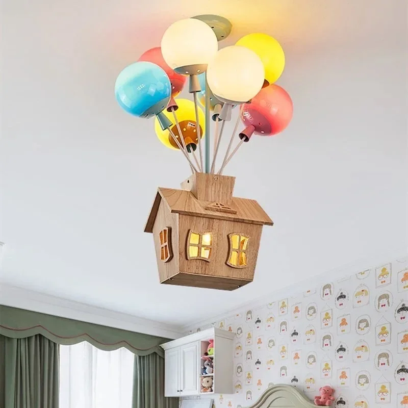 Modern Cartoon Balloon Ceiling Light Children Colored Glass Pendant Lamps Boys And Girls Room Bedroom