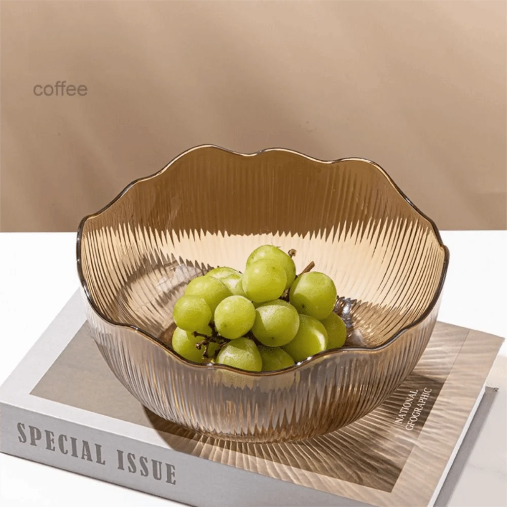 Round Fruit Bowl Flat Bottom Wave Edge Snack Basket Multifunctional Stackable Design Serving Dishes Living Room