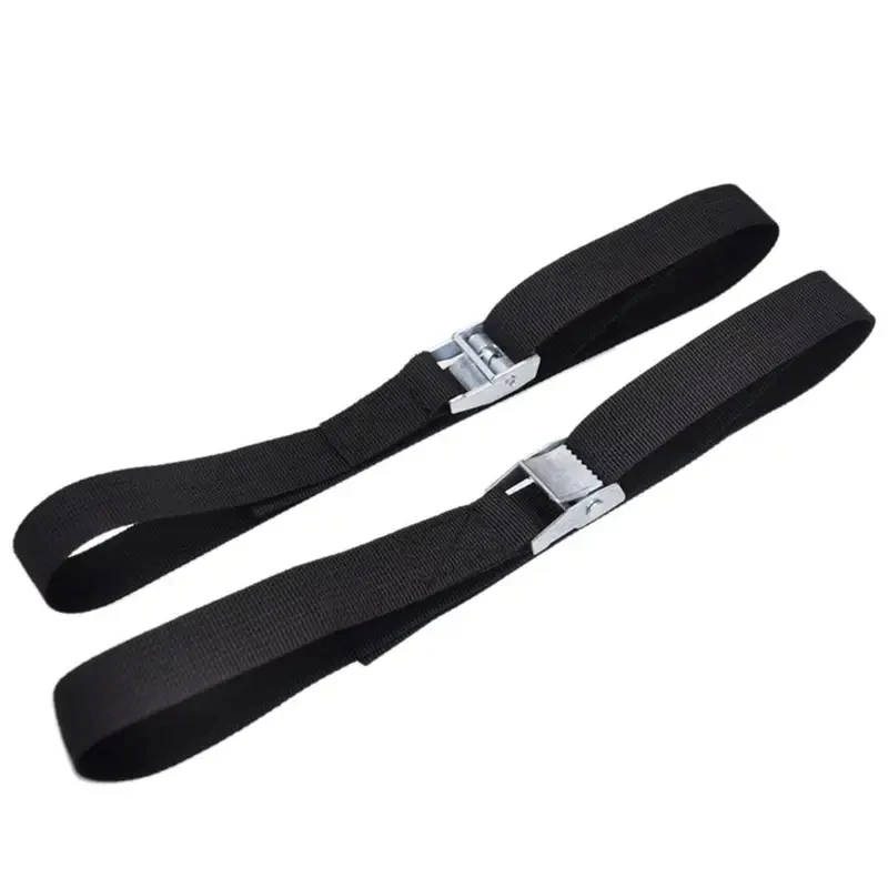 2Pcs 40cm Black Buckle Tie Down Straps, Heavy Duty Metal Buckle Cargo Belt for Car Motorcycle Luggage Fixed Binding Strap