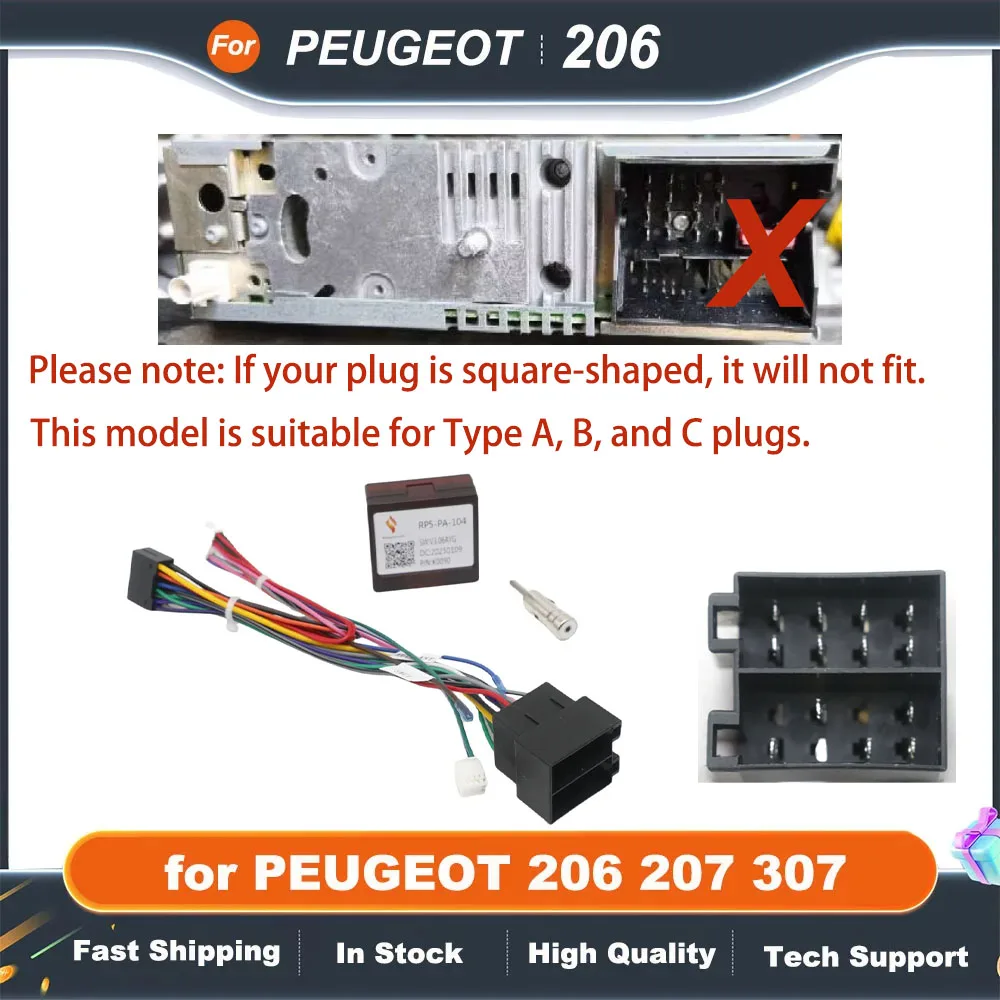 

XP CANBUS Decoder Apdater RP5-PA-104 // PA-SS-01 Harness for PEUGEOT 206 207 307 Car Android GPS Radio