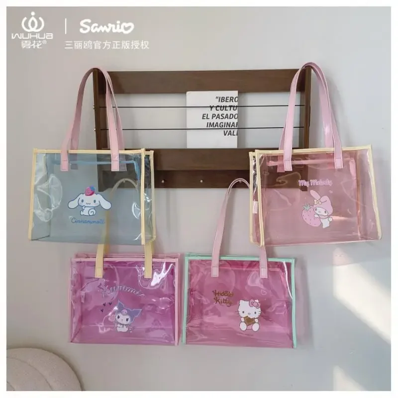 

Сумка через плечо Hello Kitty, сумка Cinnamoroll, водонепроницаемые сумки Kawaii My Melody Kuromi для женщин, косметичка, сумка для макияжа