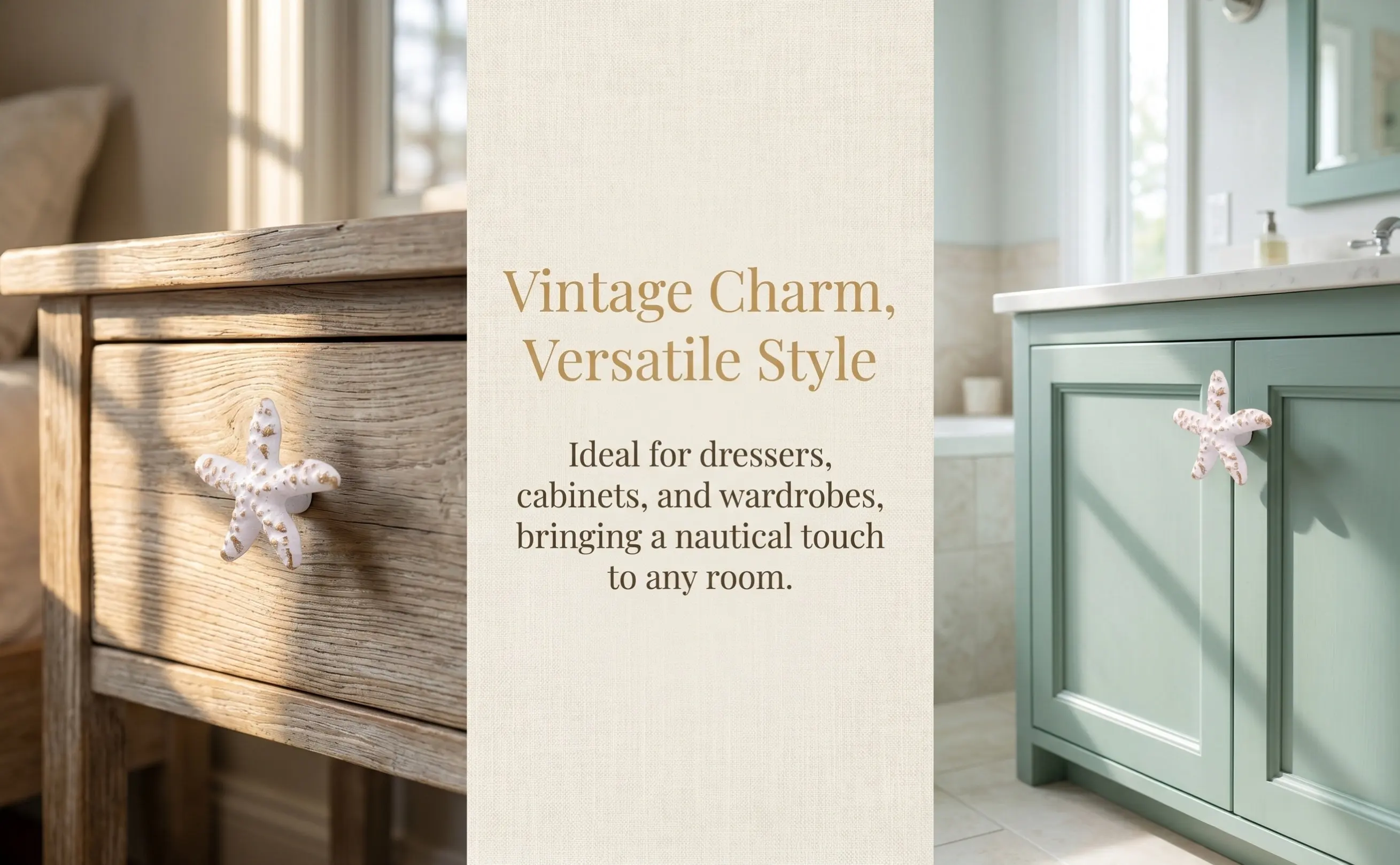 2Pcs Sea Star Shaped Iron Knobs Drawer Pulls Cabinet Door Handles Vintage Ocean Decor Mediterranean Style Furniture Hardware