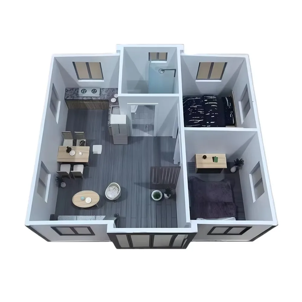 20FT 80ft الجاهزة وحدات البيت الفاخرة أبل المقصورة 2 غرفة نوم توسيع كبسولة منزل صغير المحمول جاهزة فيلا البيت #4