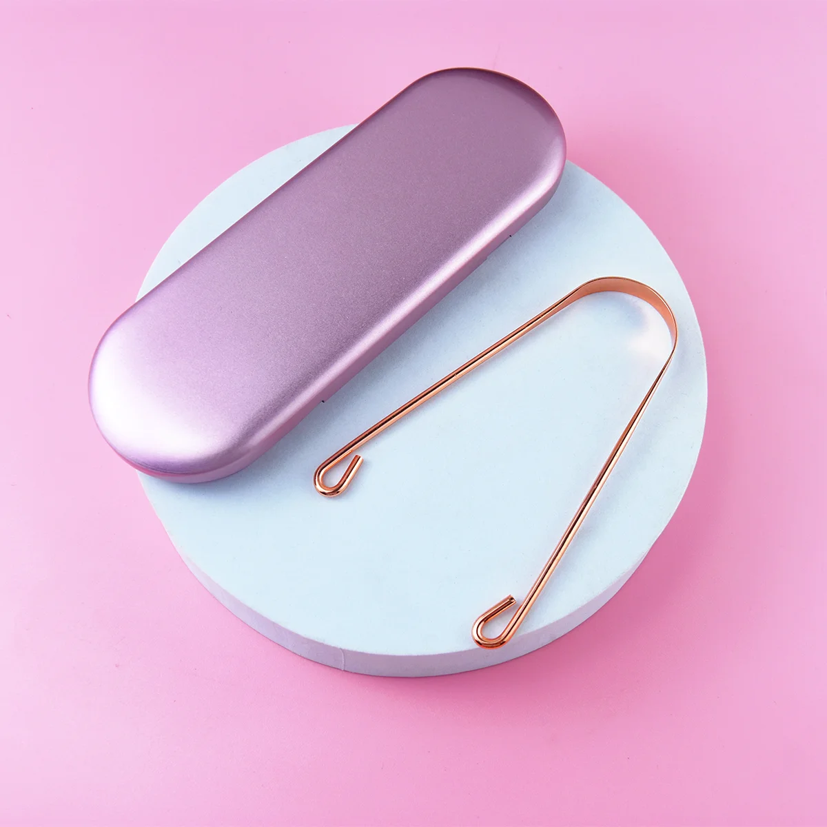 Stainless Steel Tongue Coating Scraper - Elegant Rose Gold Design, Oral Care Tool, Keeps Fresh Breath