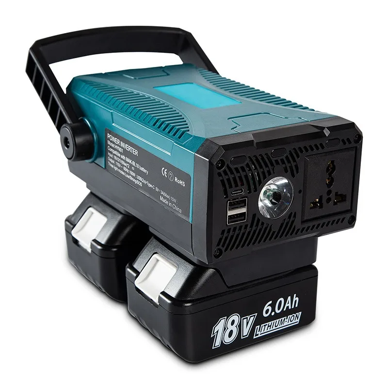 Portable Power Inverter Outdoor Camping Power Station Compatible with For Makita 18V Batteries with LED Light Power Transformer