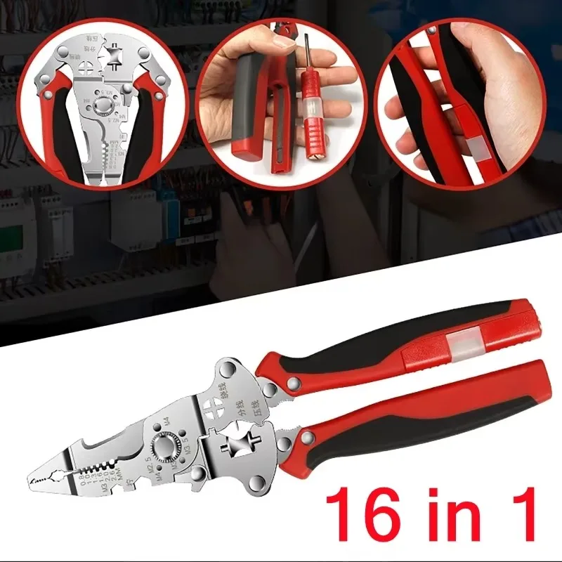 

16 in 1 Wire Stripper Cable Crimping Plier Tool Multifunctional Wire Stripping Tool Foldable Cable Stripper For Electrician