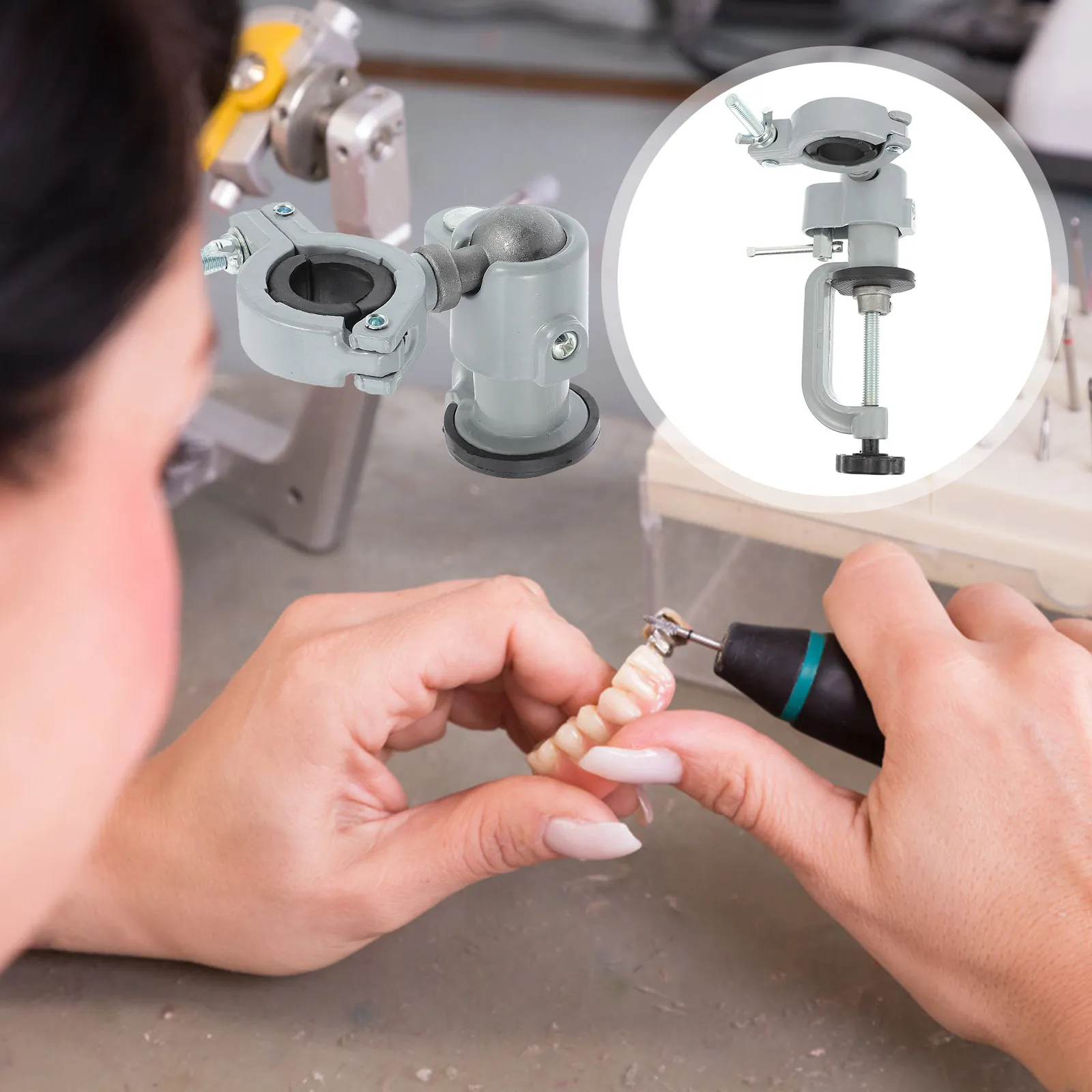 1pc Multi-Function Rotary Vise Mini Bench Clamp 360 Degree Swivel Tool For Drill Grinder Polishing Silver Color Hardware Fixture