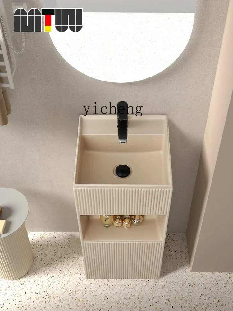 a1 Cream Style Column Wash Basin Integrated Vertical Floor Sink Wash Basin