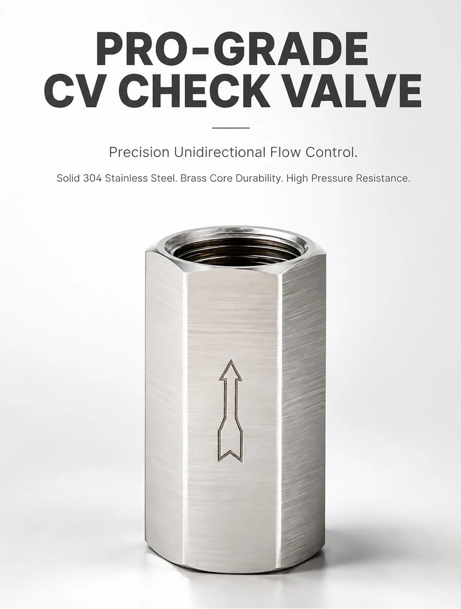 1PCS Stainless Steel Female Thread Pneumatic One-way Check Valve CV 1/8" 1/4" 3/8" 1/2" Inline Non Return for Air Water Fluid T&I Online Store