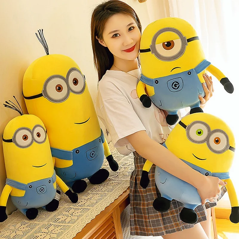 

65cm Cute Minions Movie Characters Yellow Plush Toys Bob Stuart In Jeans Soft Dolls Pillow & Hobbies Christmas Ornaments Gifts